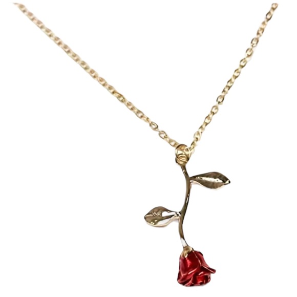 Gold Necklace with Red and Gold Pendant Necklace - Picture 1 of 8